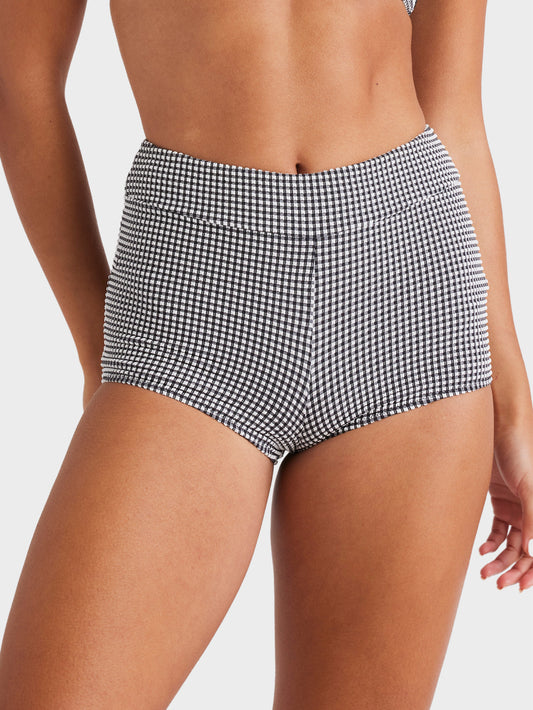 Womens Gingham Midwaist Mod Bikini Bottom