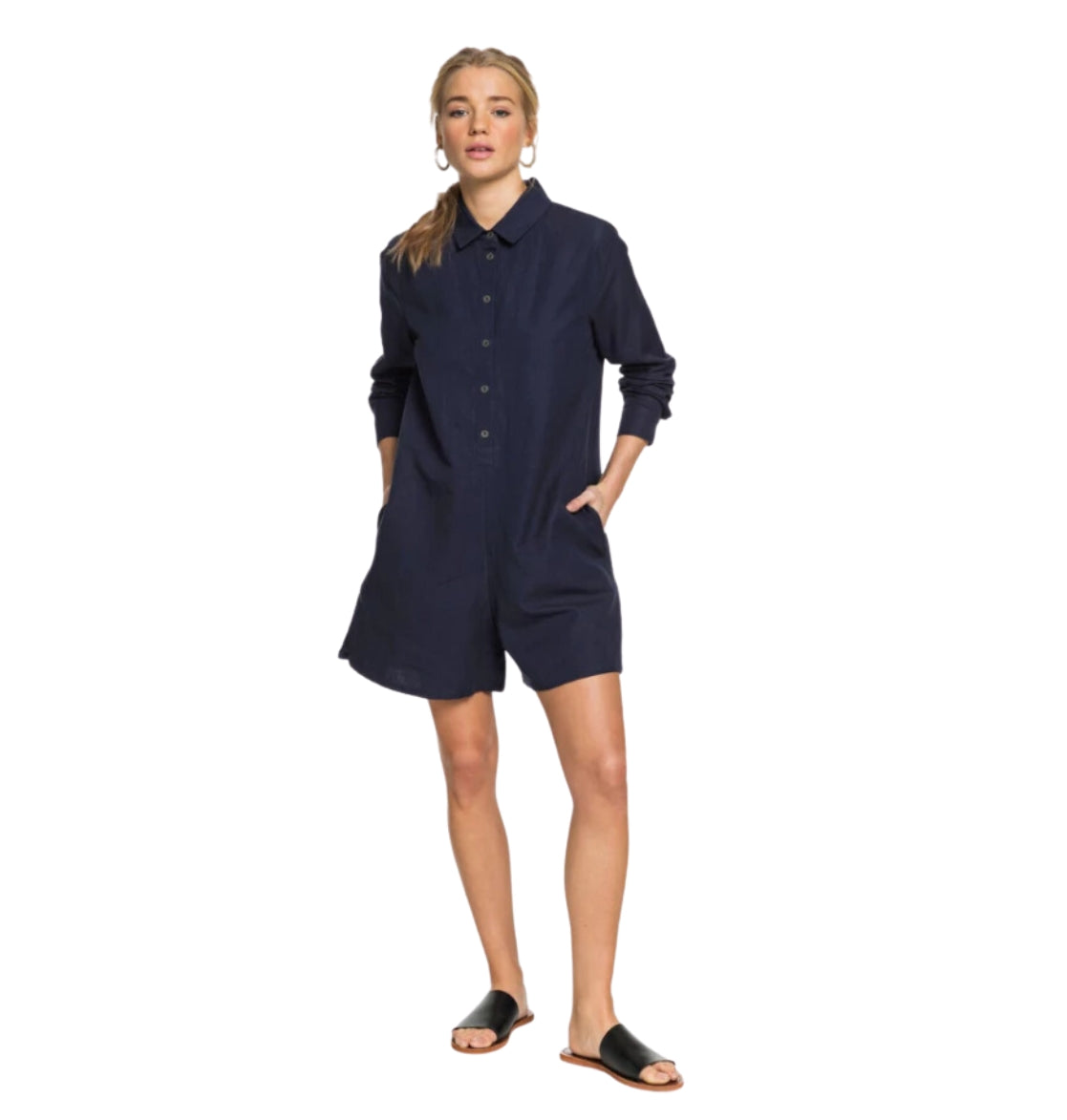 Womens Midnight Pool Long Sleeve Shirt Playsuit