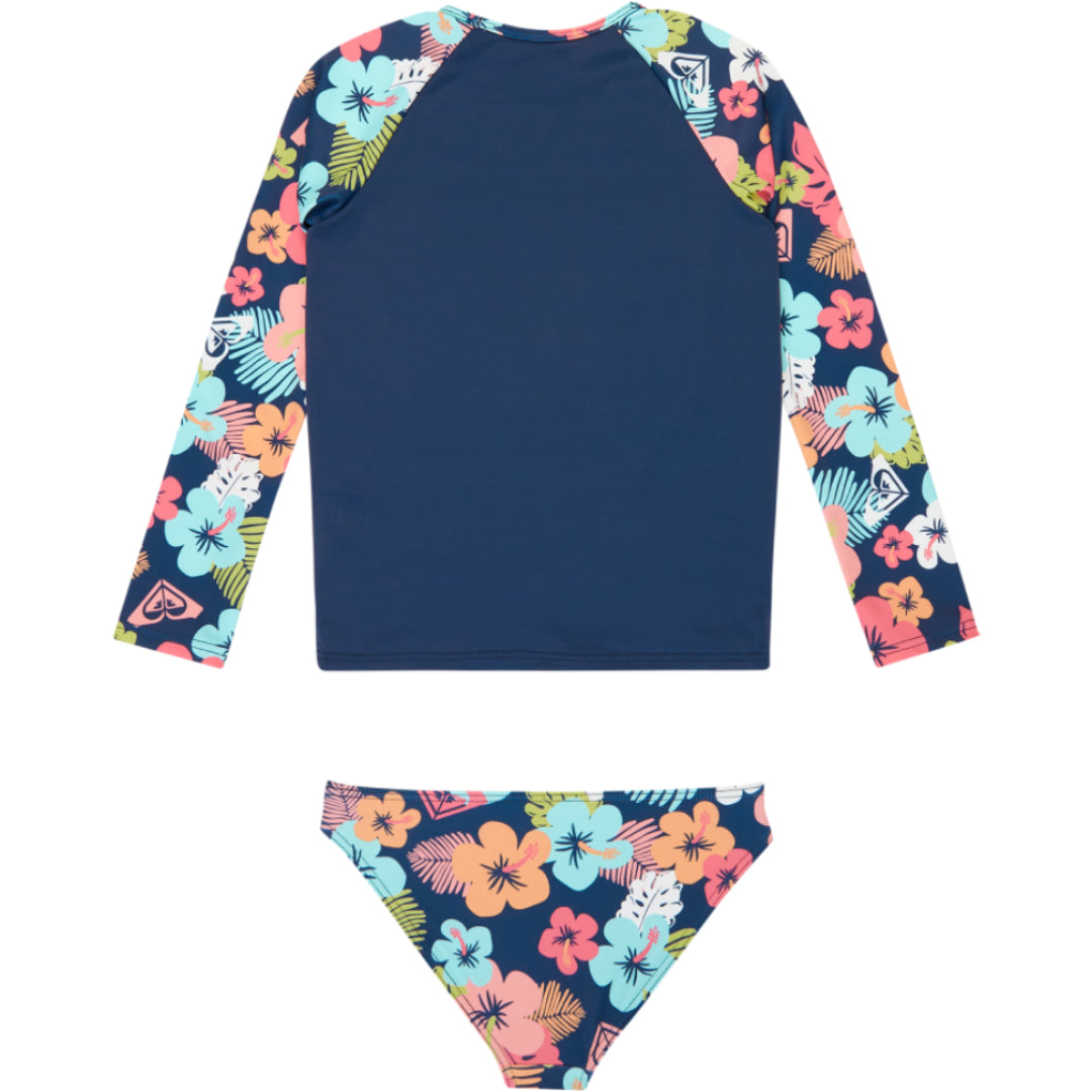 Girls 2-7 Morning Flower Long Sleeve Rash Vest Set