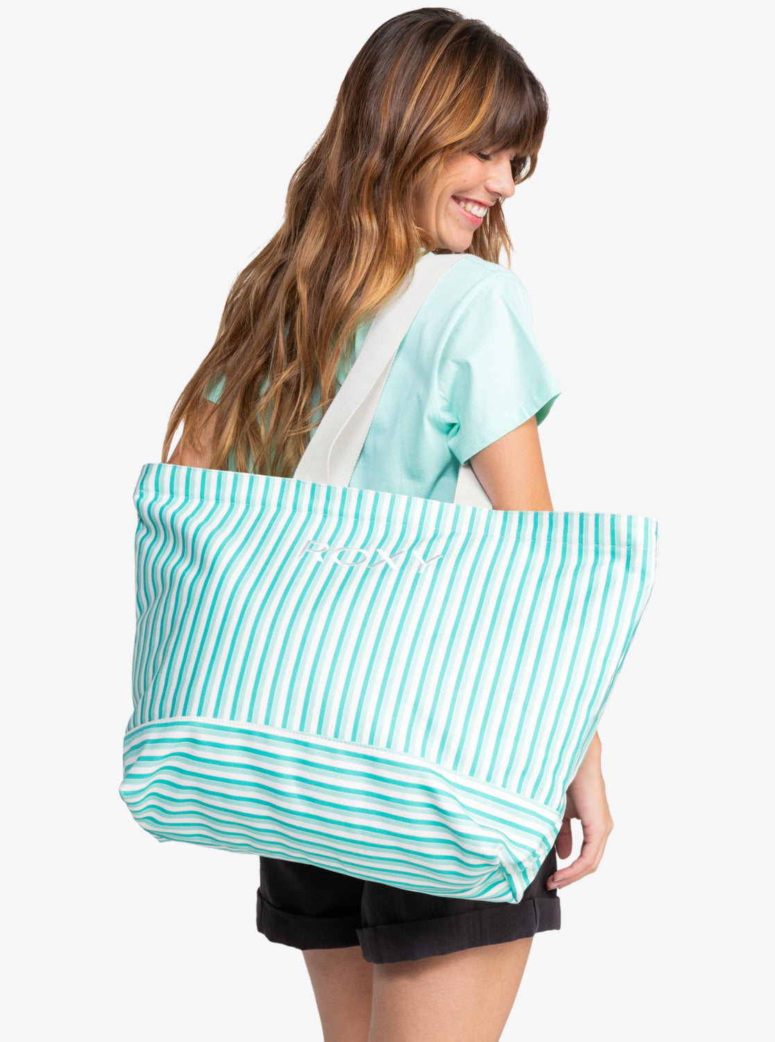 Womens Strippy Beach Tote Bag