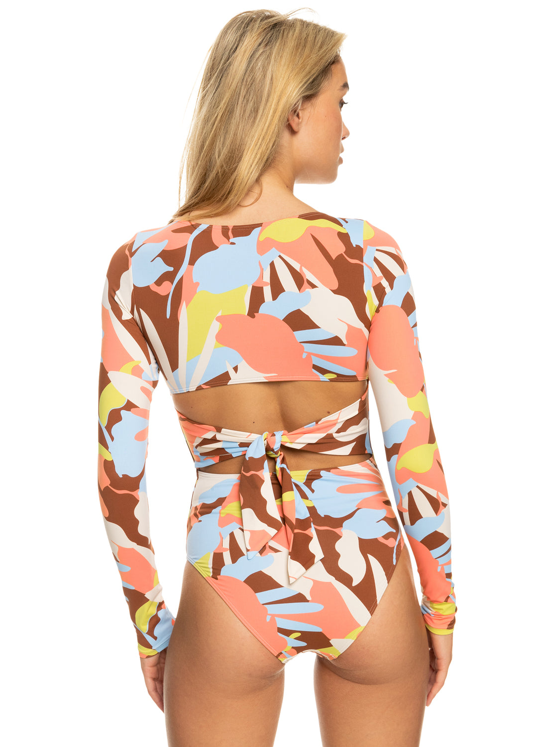 Womens Floraldelic Long Sleeve One-Piece Swimsuit