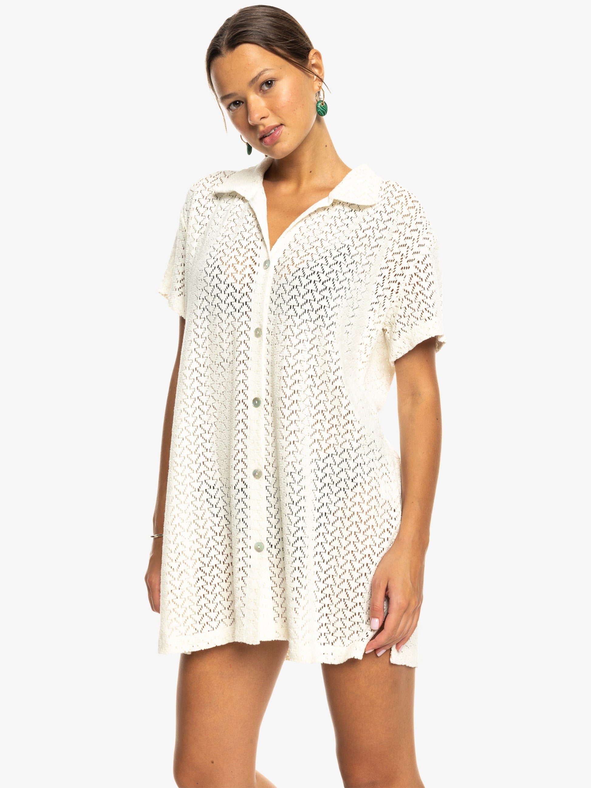 Womens Dalia Beach Crochet Shirt Dress - Roxy Singapore