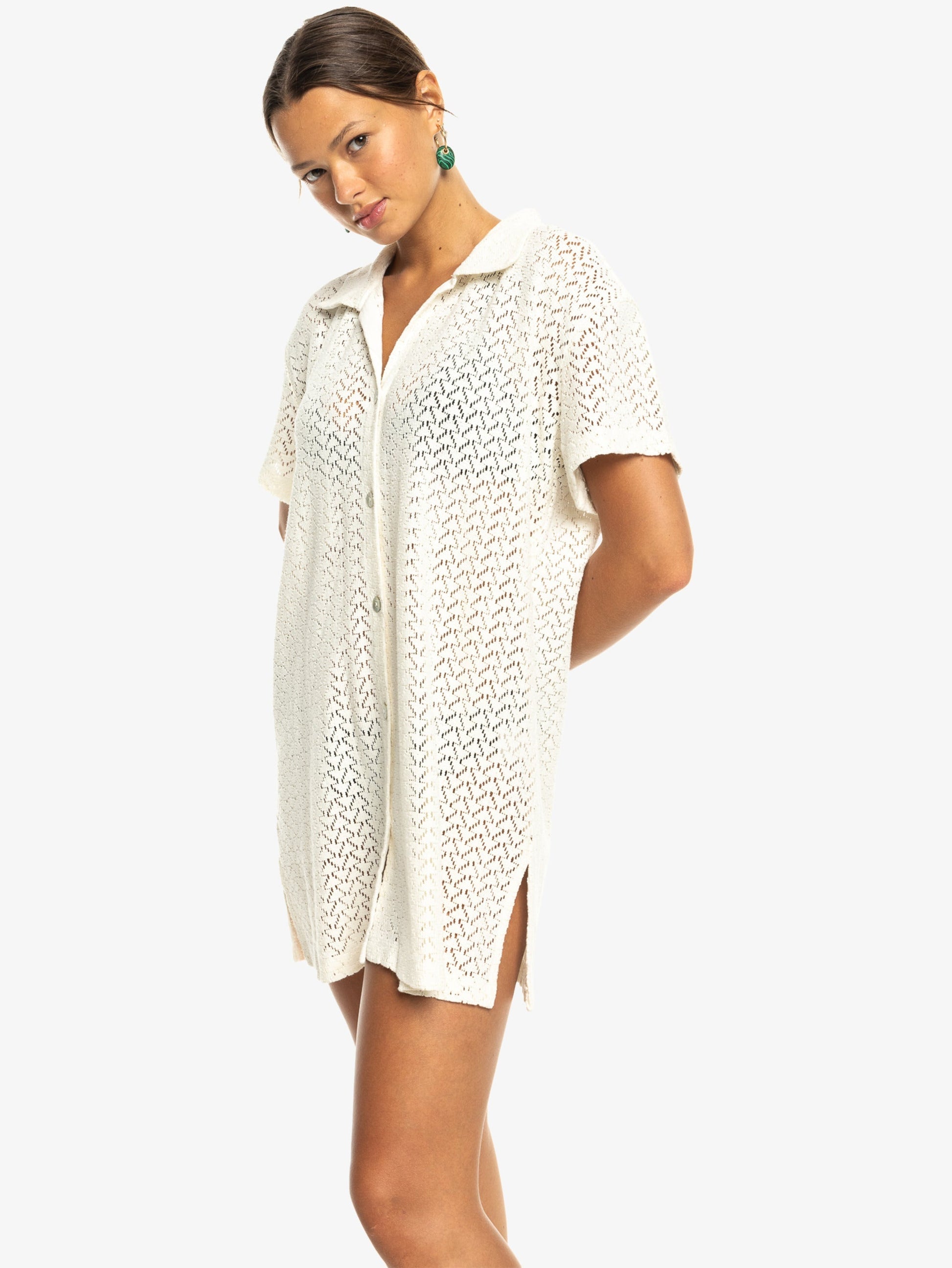 Womens Dalia Beach Crochet Shirt Dress - Roxy Singapore