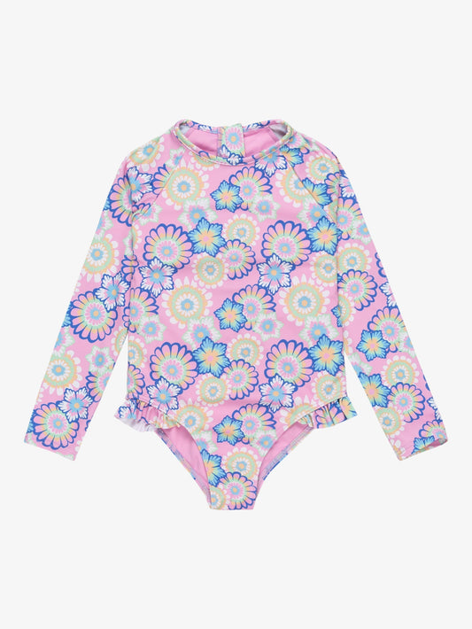 Girls 2-7 Flower Party Long Sleeve One-Piece Rashguard - Roxy Singapore